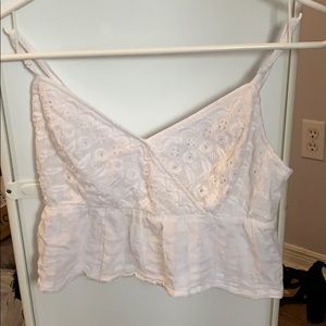 White lace cropped tank
